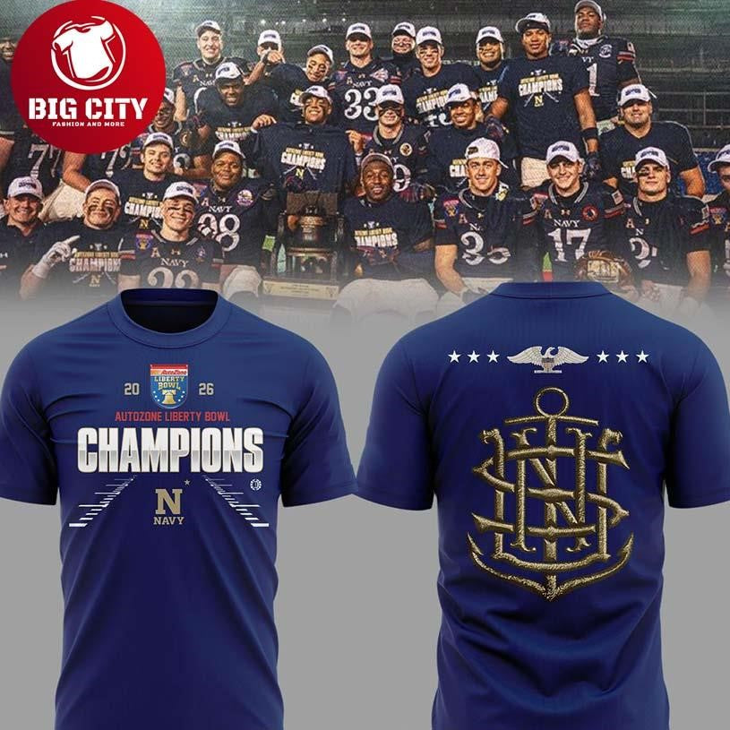 Navy Midshipmen 2026 Liberty Bowl Champions Two Sided Shirt