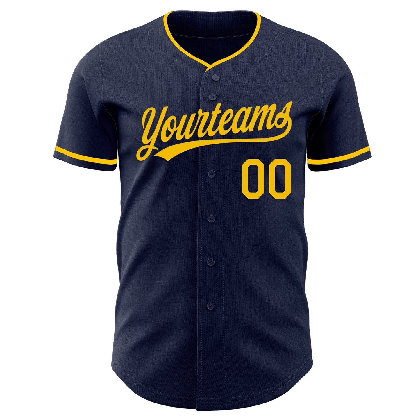 Custom Navy Yellow Authentic Baseball Jersey