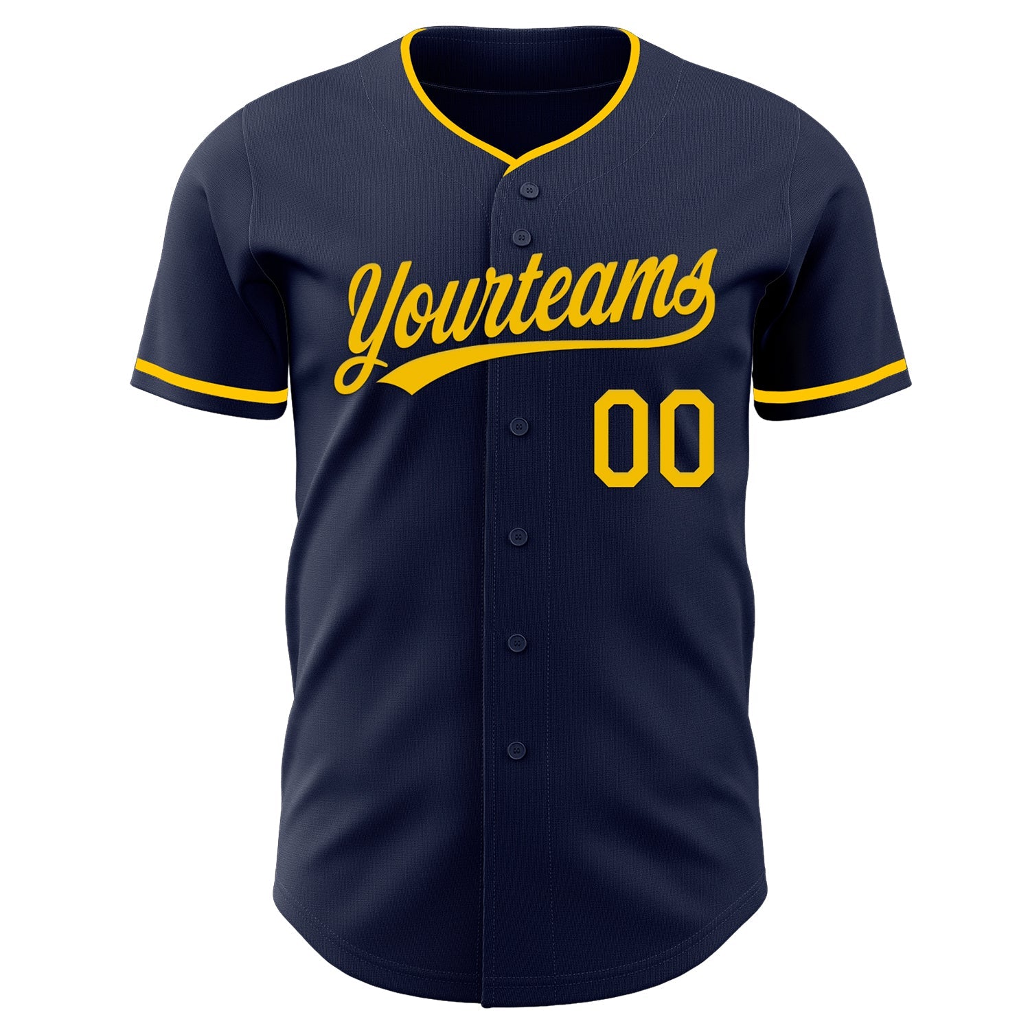 Custom Navy Yellow Authentic Baseball Jersey
