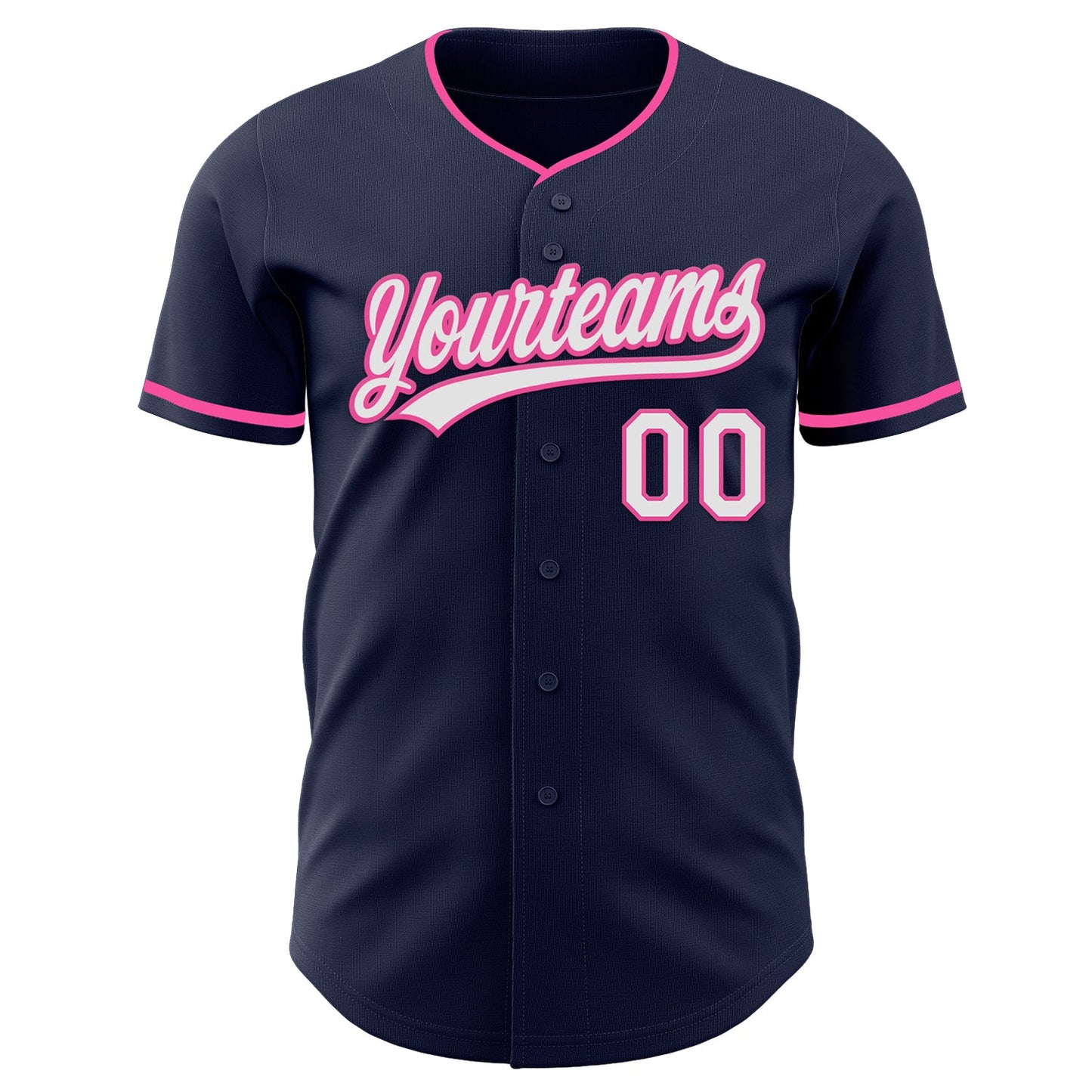 Custom Navy White-Pink Authentic Baseball Jersey