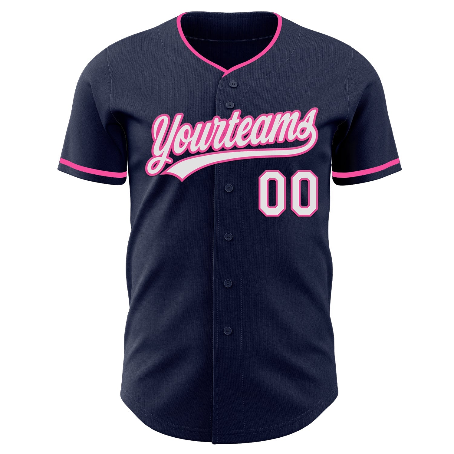 Custom Navy White-Pink Authentic Baseball Jersey