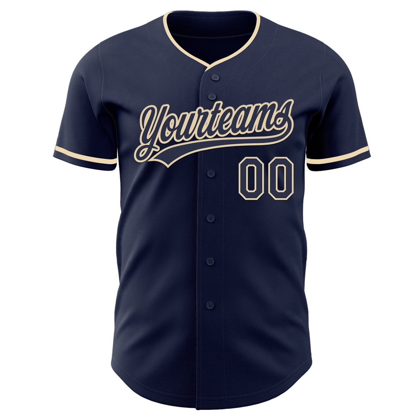 Custom Navy Cream Authentic Baseball Jersey