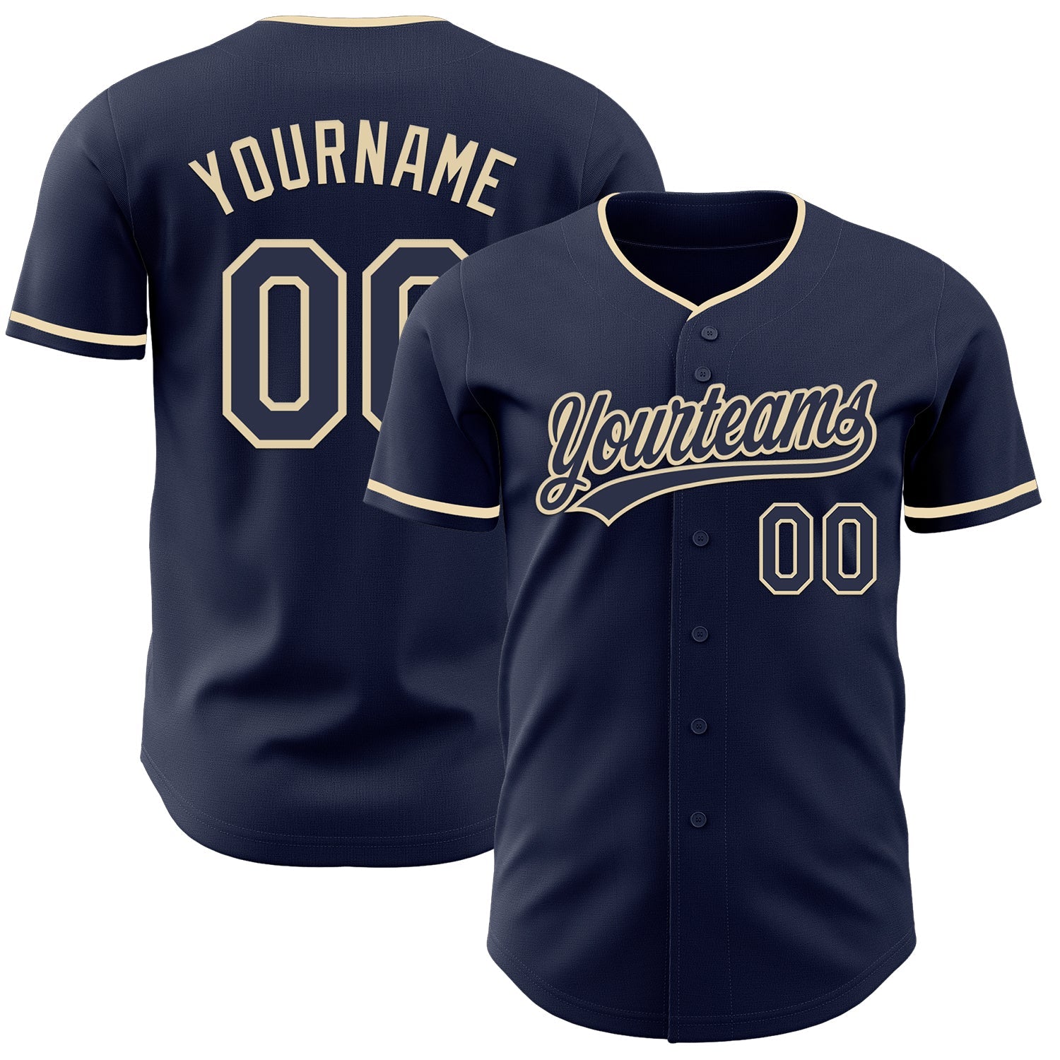 Custom Navy Cream Authentic Baseball Jersey