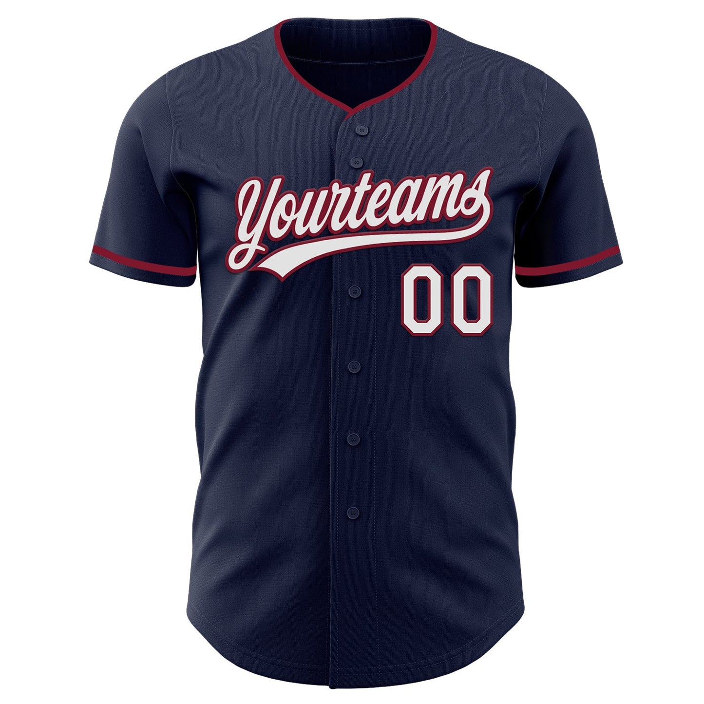 Custom Navy White-Crimson Authentic Baseball Jersey