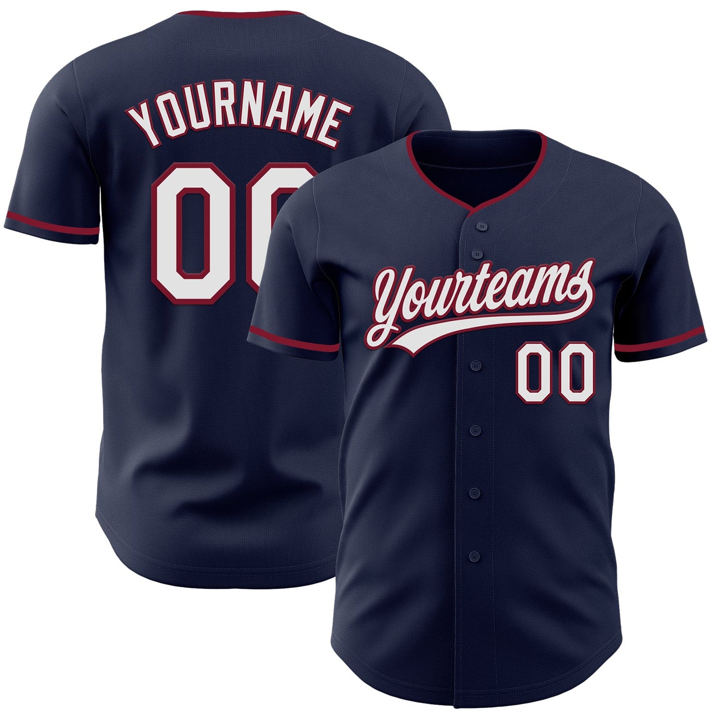 Custom Navy White-Crimson Authentic Baseball Jersey