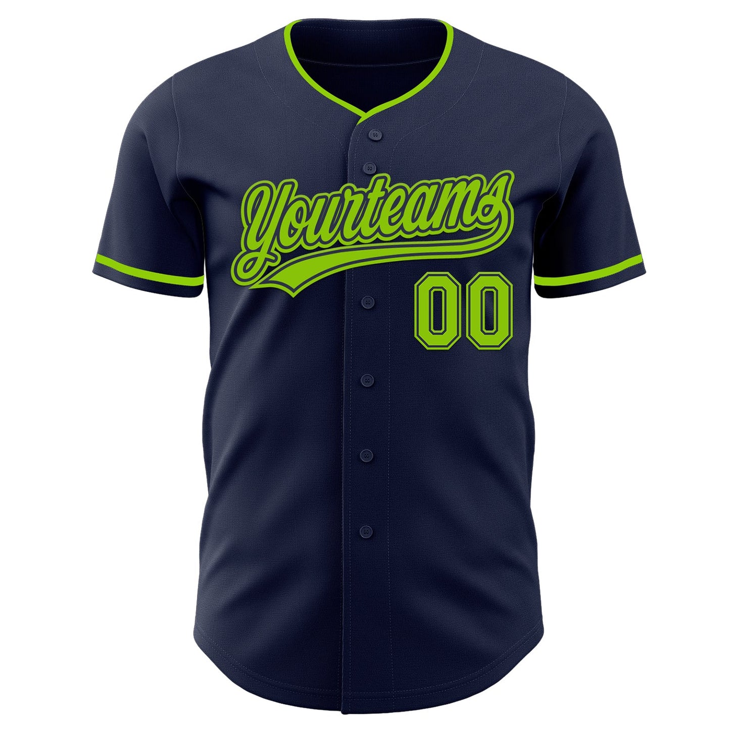Custom Navy Neon Green Authentic Baseball Jersey