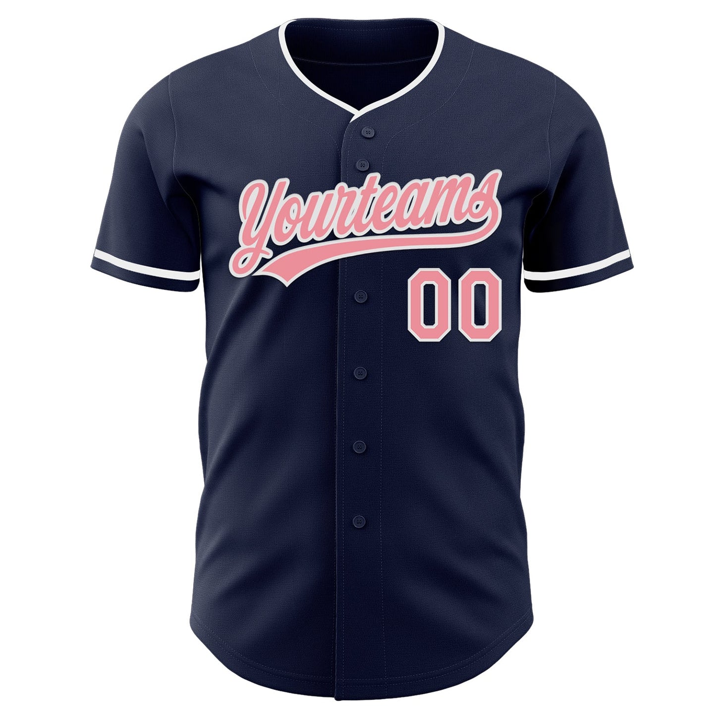 Custom Navy Medium Pink-White Authentic Baseball Jersey