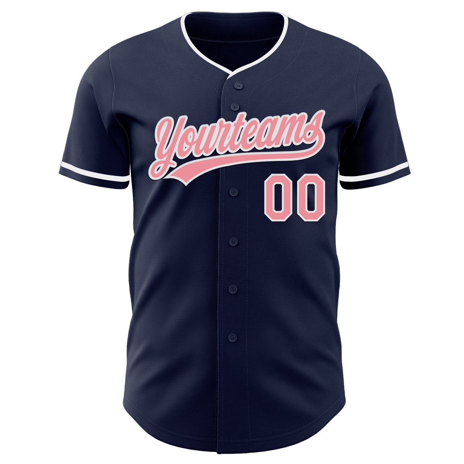 Custom Navy Medium Pink-White Authentic Baseball Jersey