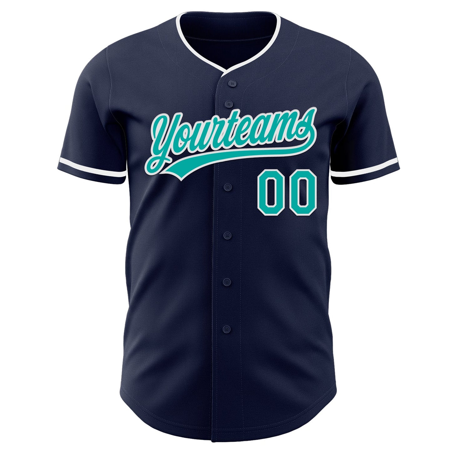 Custom Navy Aqua-White Authentic Baseball Jersey