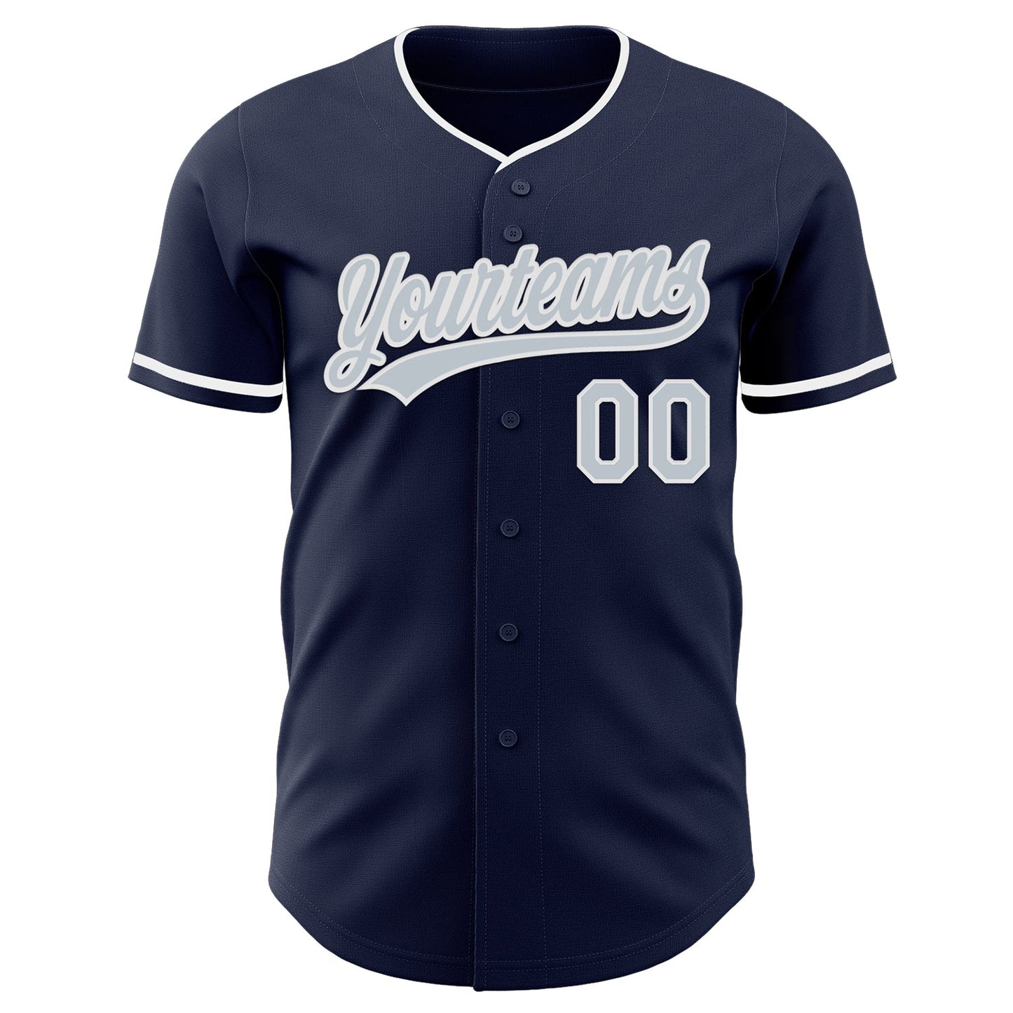 Custom Navy Silver-White Authentic Baseball Jersey