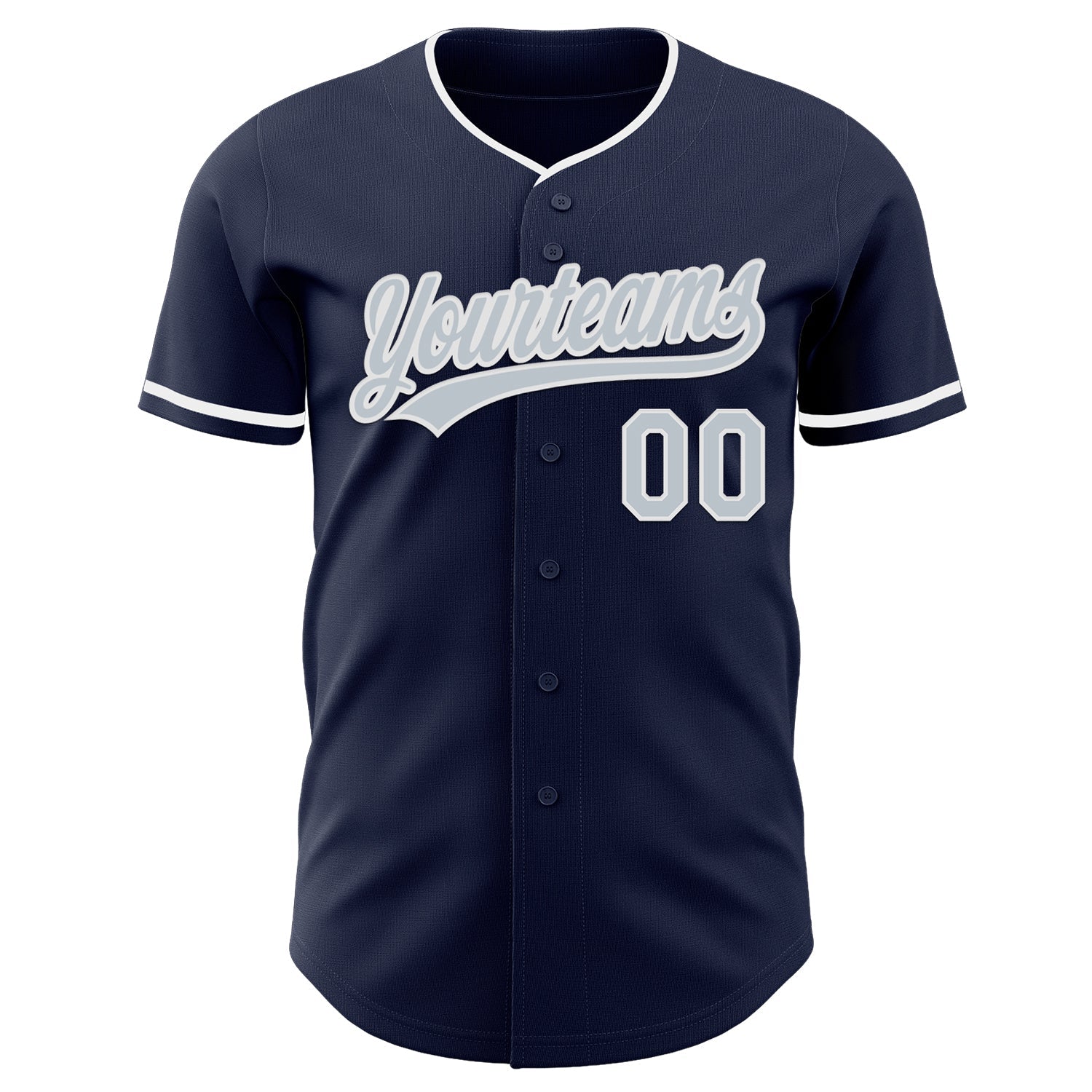 Custom Navy Silver-White Authentic Baseball Jersey