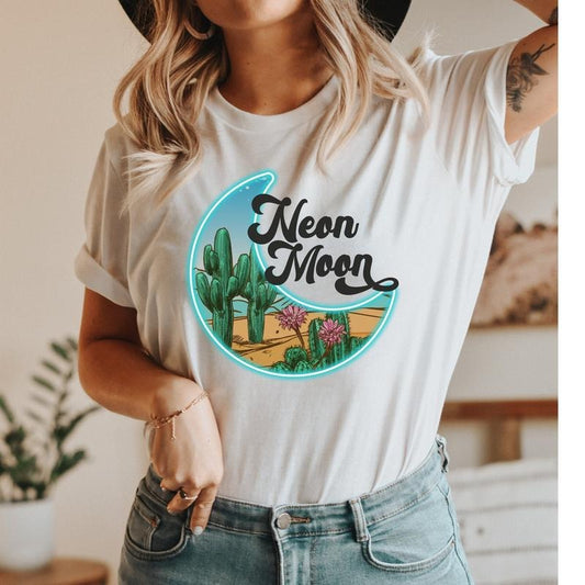 Neon Moon T-shirt Retro Western Cowgirls Shirt Cactus Desert T Shirt Country Music Shirt Hoodie, Sweatshirt | WearSparks.com