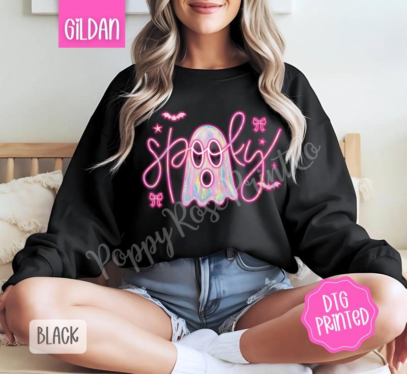 Neon Spooky Ghost Sweatshirt, Trendy Halloween Sweatshirt T-Shirts, Hoodie | WearSparks.com