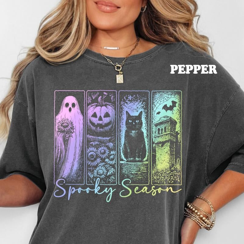 Neon Spooky Season Shirt ~ Unisex Apparel Relaxed Fit Printed In The USA Clothing Womenswear Casual Comfort Cotton Top...