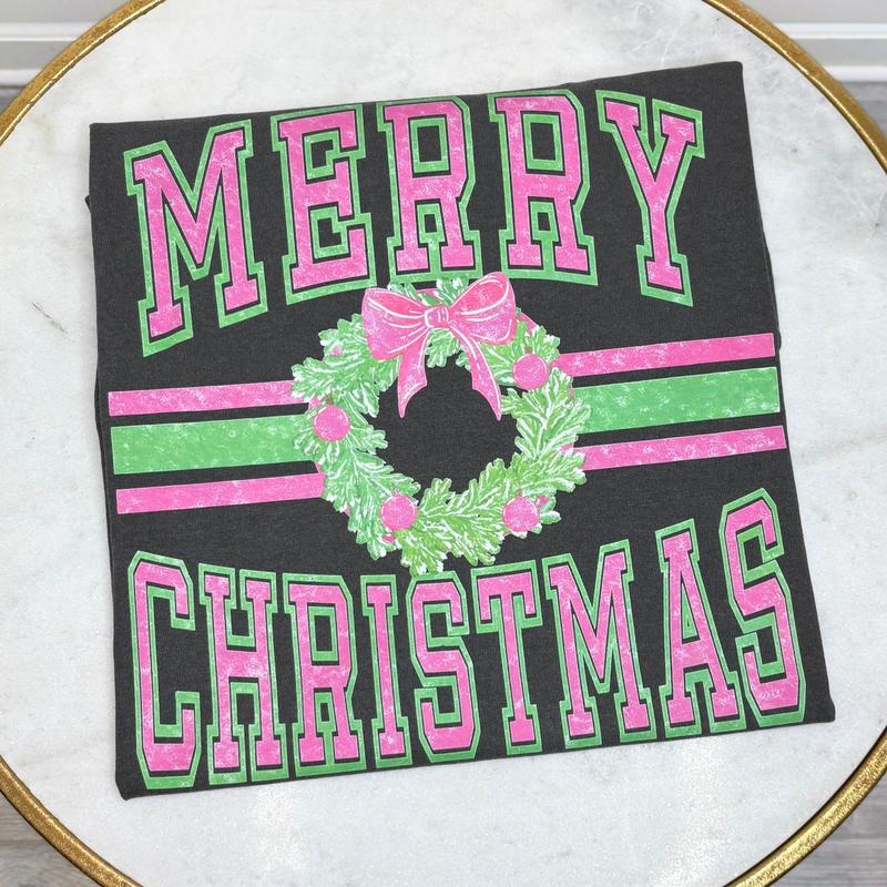 Neon Varsity Merry Christmas Comfort Colors T-Shirt 'NLB' Hoodie, Sweatshirt | WearSparks.com