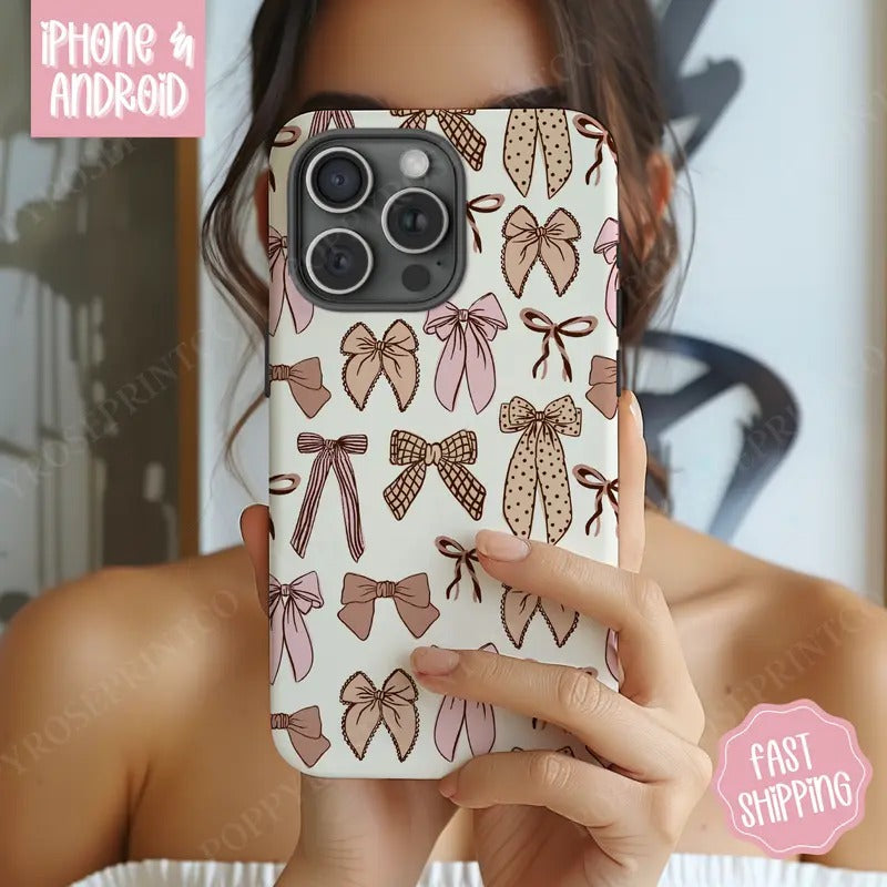 Neutral Bows Phone Case, Coquette Phone Case Mag Safe Compatible, Magnetic Tough Cases T-Shirts, Hoodie, Sweatshirt
