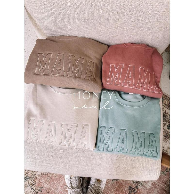 Neutral Embroidered MAMA Sweatshirt || Embroidered MAMA Pullover || Gifts for Mom || Mom Style || Cozy Lounge Wear ||...