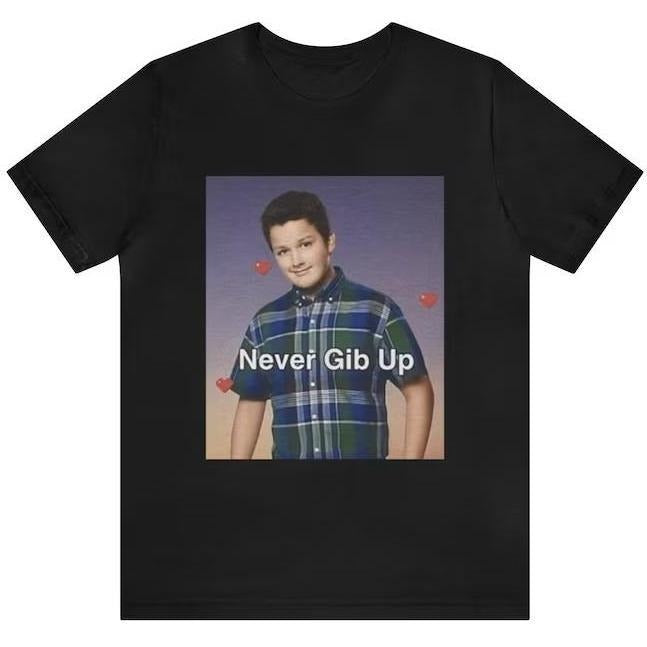Never Gib Up Funny Gibby Meme Shirt, Parody Tees, Funny Meme, Funny iCarly Funny Gen Z Shirt Retro Graphic Tee, Funny...