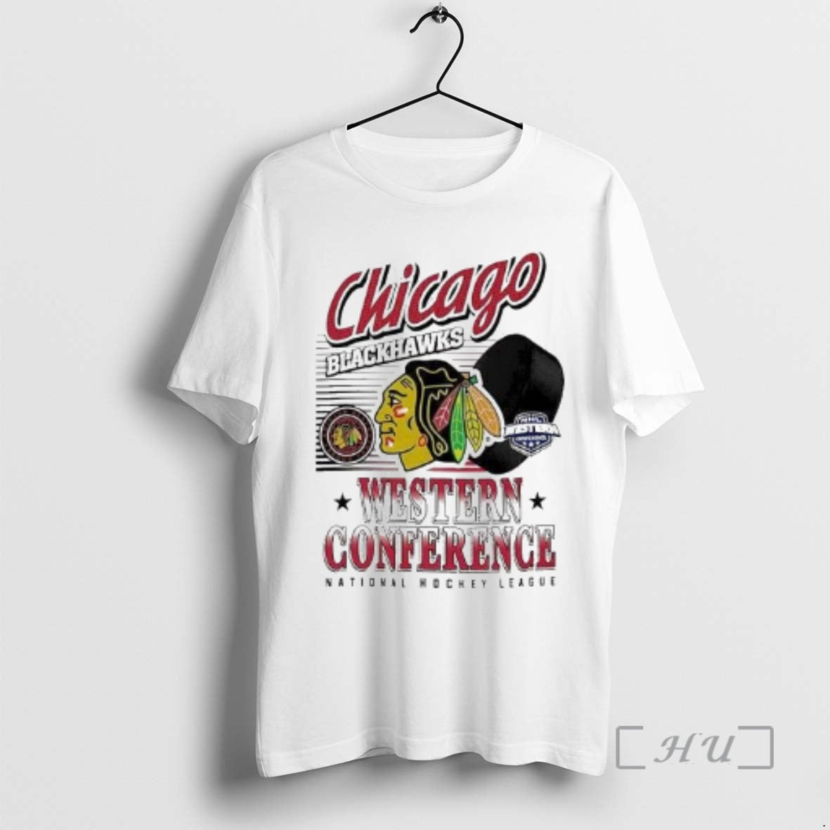 New Chicago Blackhawks Nhl Wastern Conference Logo And Ball Circle White Premium T Shirts Sweater Hoodie, Sweatshirt