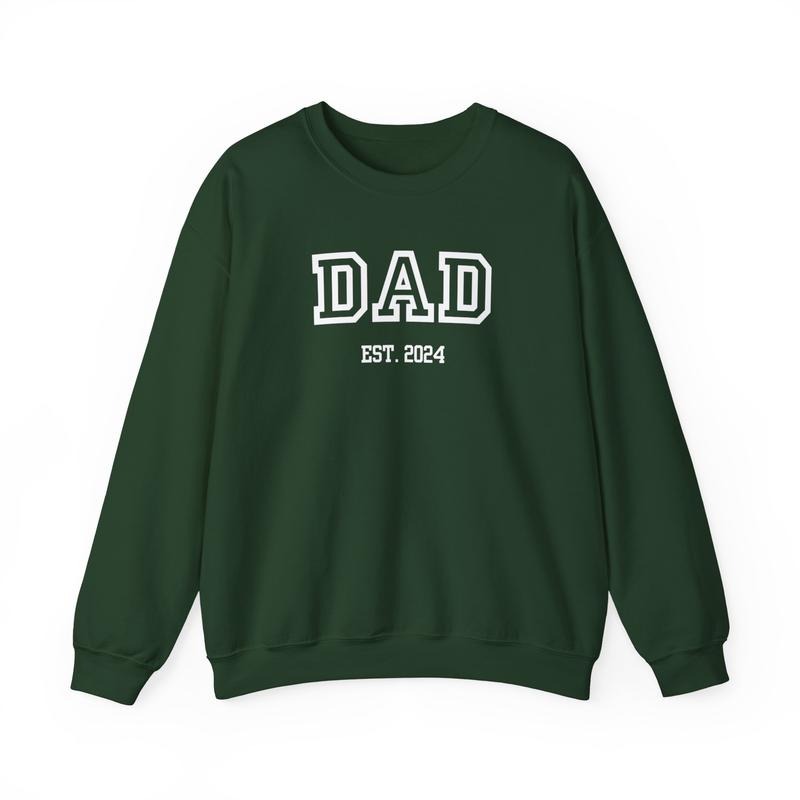 New Dad Est 2024 Crewneck Sweatshirt T-Shirts, Hoodie | WearSparks.com