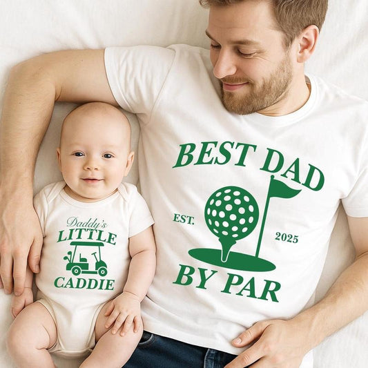 New Daddy and Baby Matching Shirt, Best Dad By Par Est 2025 Gift, Golfing Dad and Kid Matching Tee, First Fathers Day...