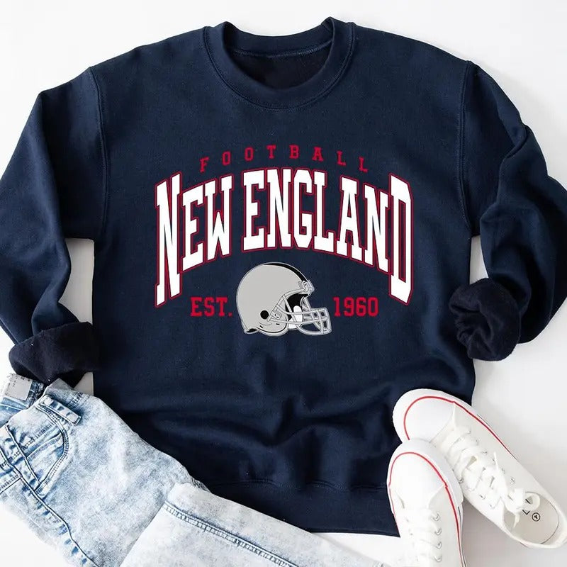 New England Football Sweatshirt,The Pats Sweatshirt,Vintage New England Fan Gift Crewneck,Patriots Sweatshirt T-Shirts,...