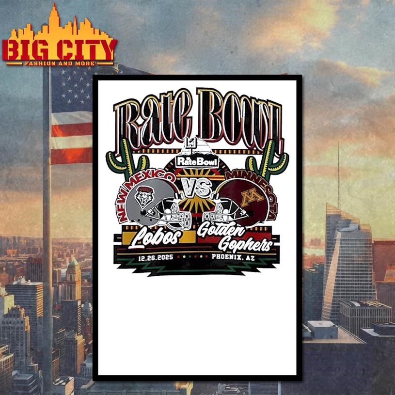 New Mexico Lobos vs Minnesota Golden Gophers 2025 Rate Bowl matchup helmet Shirt