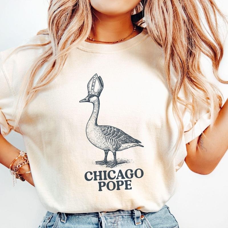 New Pope Goose Leo XIV Tee, Chicago Pope Tshirt, Christian Apparel, American Pope Robert Prevost, Catholic Gift Hoodie,...