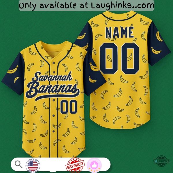 New Savannah Bananas Full Printed Baseball Jersey Shirt Yellow