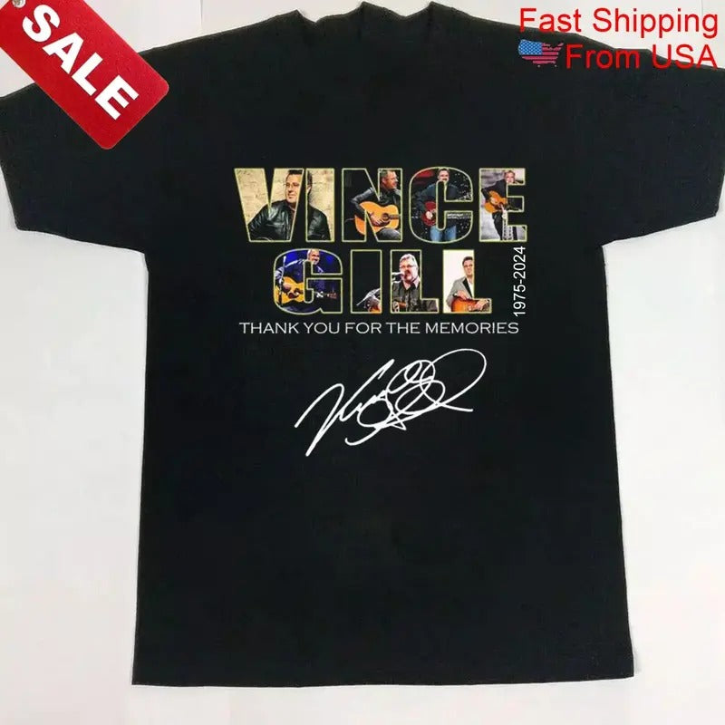New Vince Gill 1975-2024 signature Cotton Unisex S-5XL Shirt Hoodie, Sweatshirt | WearSparks.com