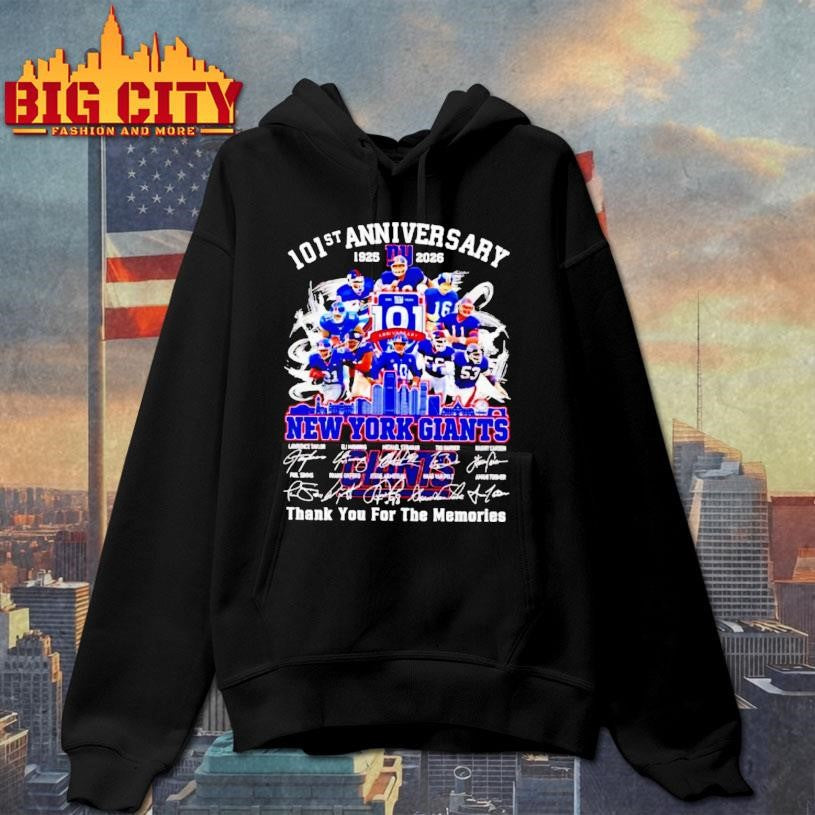 New York Giants 101st Anniversary 1925 2026 Thank You For The Memories Signatures Shirt