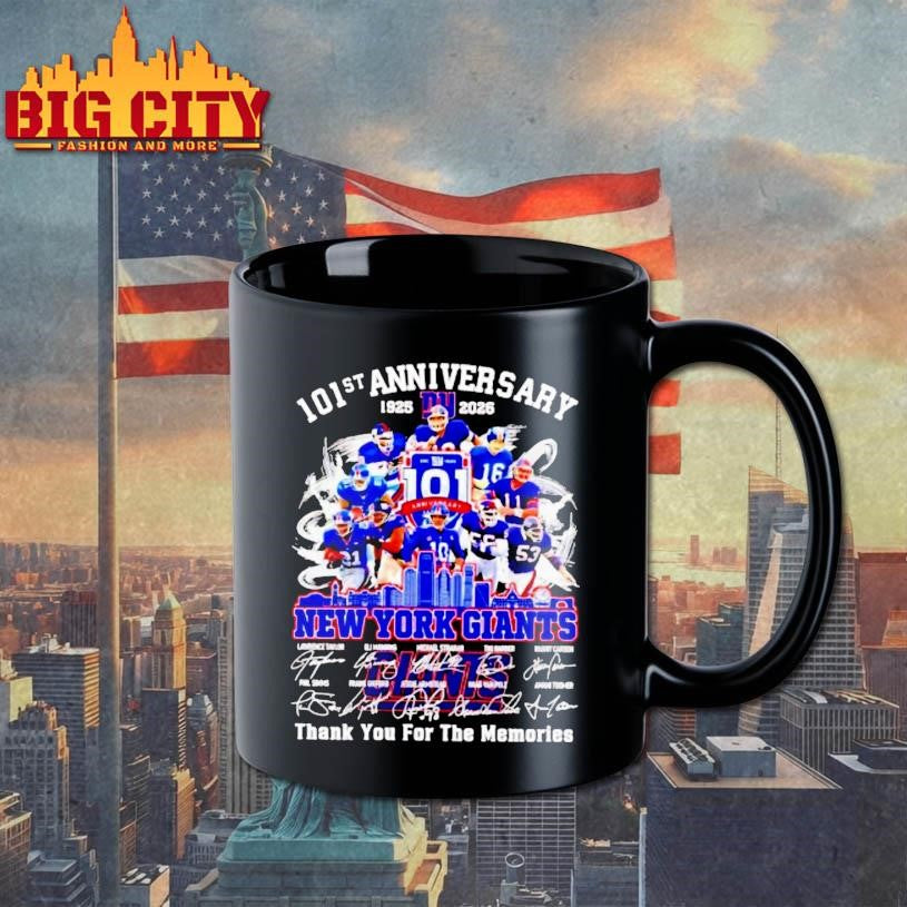 New York Giants 101st Anniversary 1925 2026 Thank You For The Memories Signatures Shirt