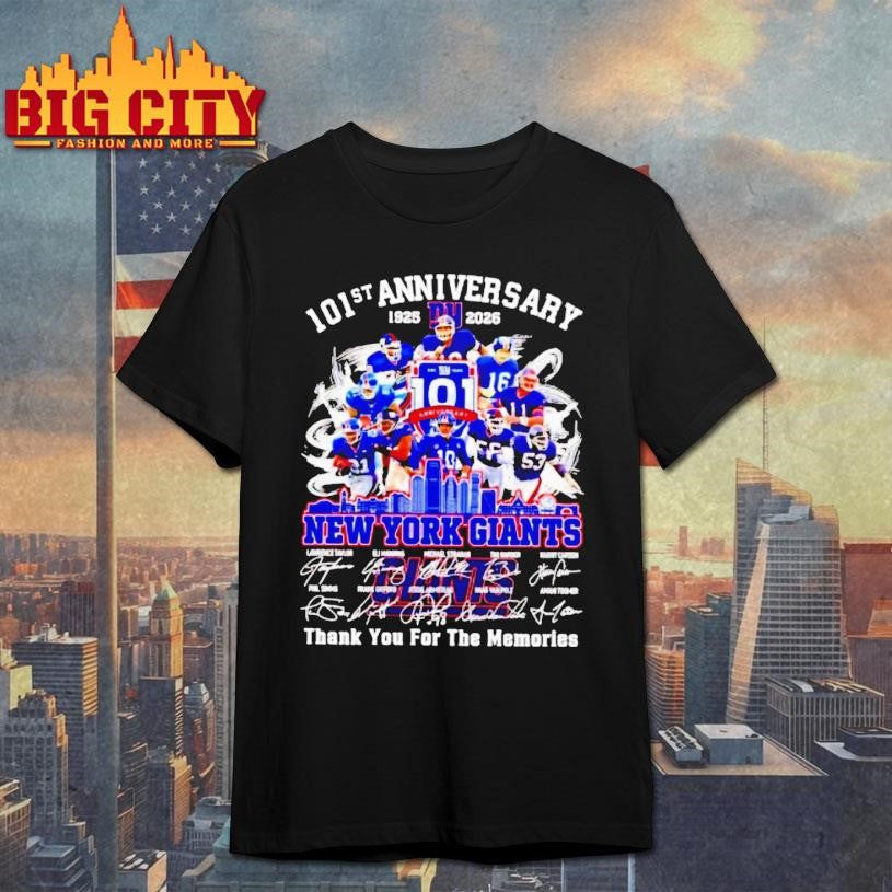 New York Giants 101st Anniversary 1925 2026 Thank You For The Memories Signatures Shirt