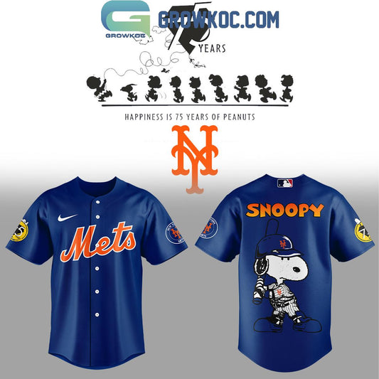 New York Mets Happiness Is 75 Years Of Peanuts Baseball Jersey