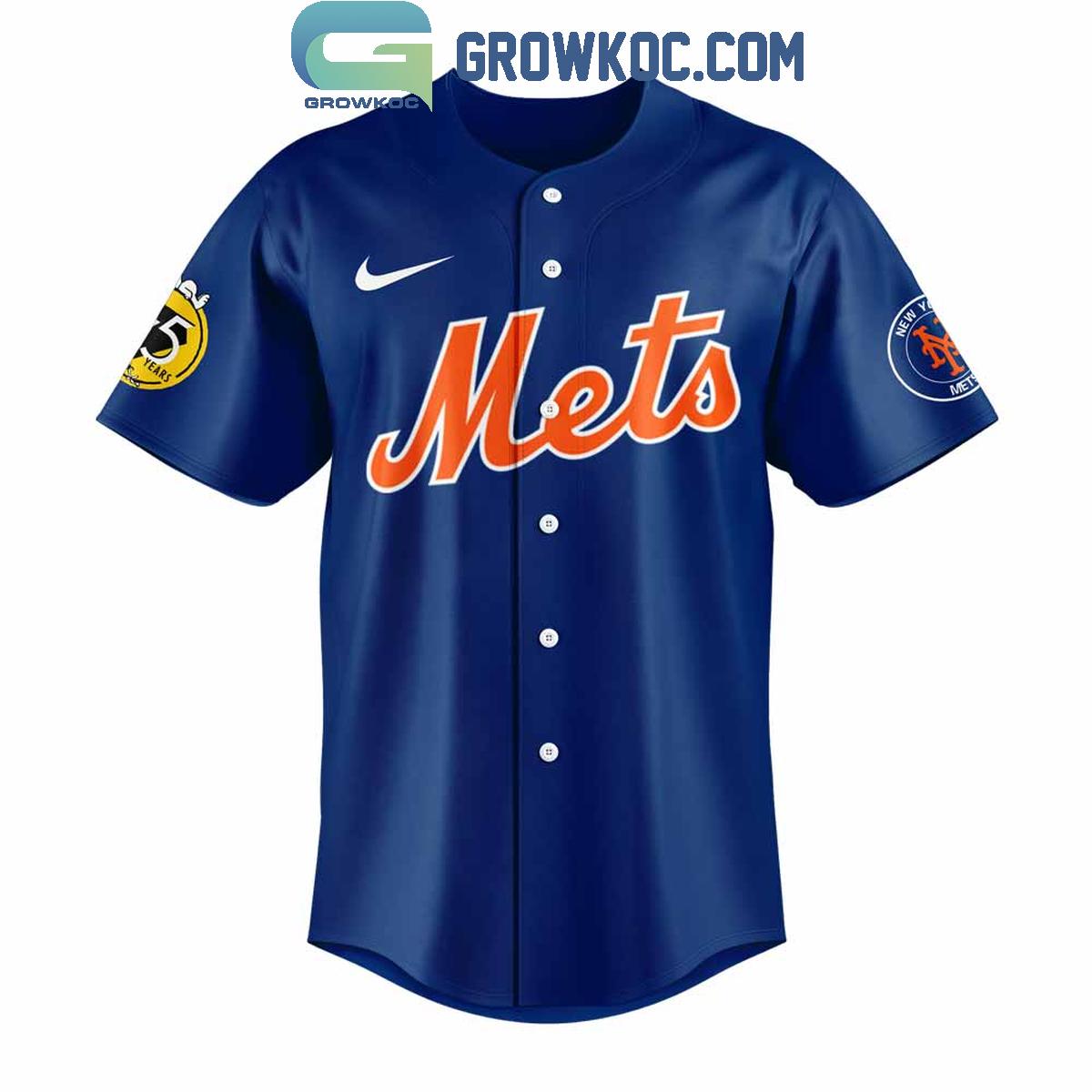 New York Mets Happiness Is 75 Years Of Peanuts Baseball Jersey