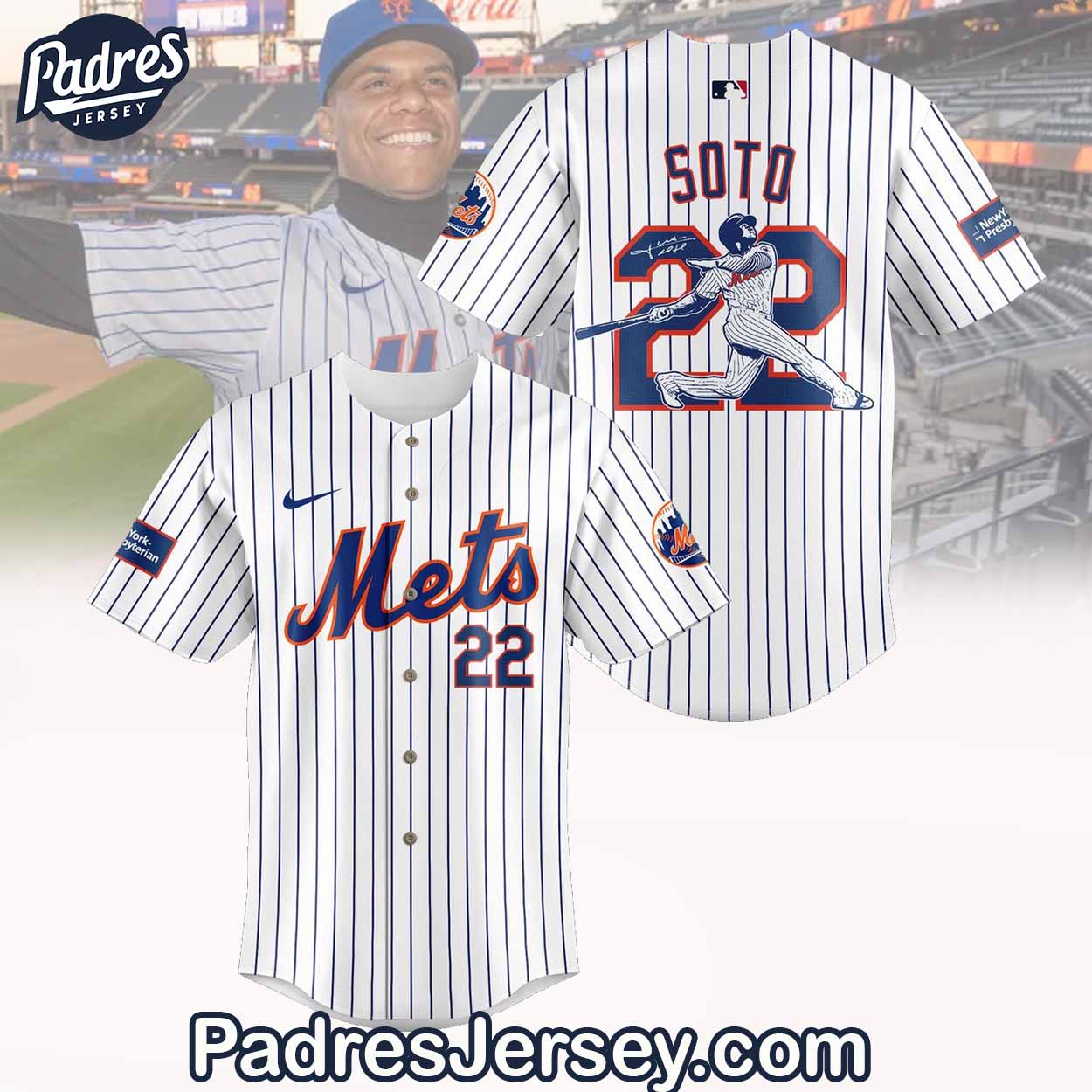 New York Mets Juan Soto Baseball Jersey Outfit - Number 22 - Padres Jersey Oasis: Elevate Your Baseball Style... (Image 1)