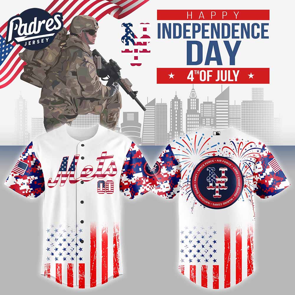 New York Mets MLB X The 4th Of July X Military Personalized Baseball Jersey - Padres Jersey Oasis: Elevate Your Baseball...