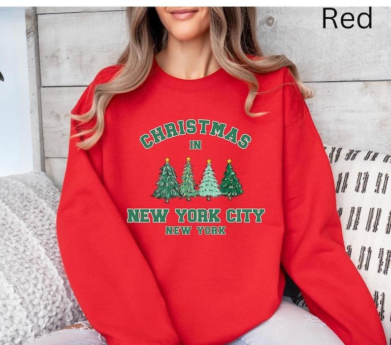 New York Vintage Shirt, Matching New York Sweater, NYC Shirt, City Name Shirt, Christmas Trip Sweatshirt, Christmas tree...