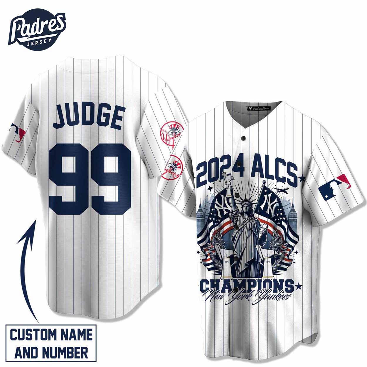 New York Yankees 2024 ALCS Champions JUDGE MLB Baseball Jersey - Padres Jersey Oasis: Elevate Your Baseball... (Image 1)