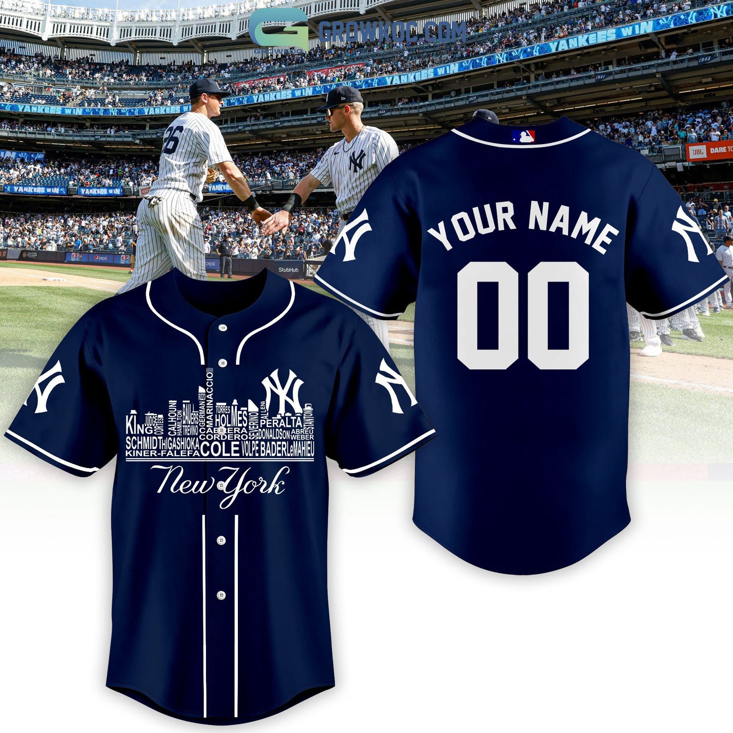 New York Yankees City Champions Best Team Navy Design Personalized Baseball Jersey