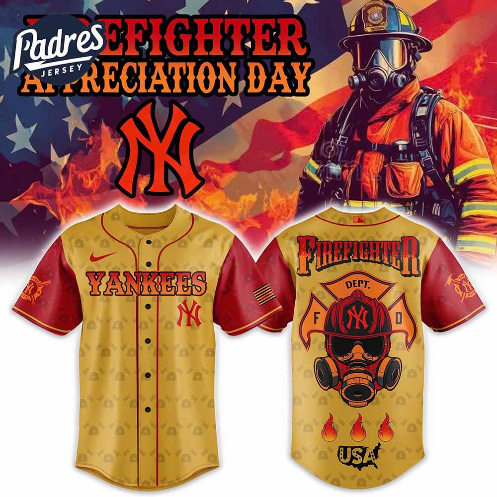 New York Yankees Firefighter Appreciation Day Baseball Jersey - Padres Jersey Oasis: Elevate Your Baseball Style Game...