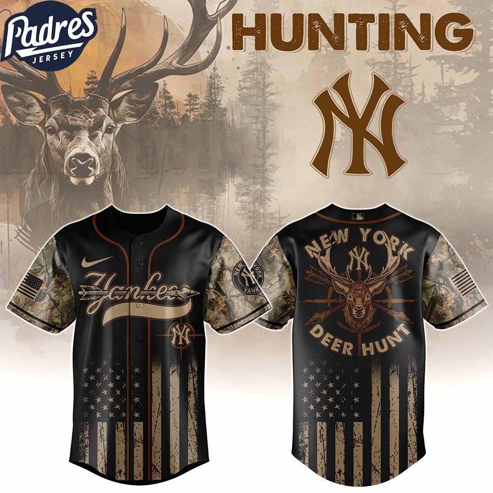 New York Yankees MLB X Deer Hunting Personalized Baseball Jersey - Padres Jersey Oasis: Elevate Your Baseball... (Image 1)