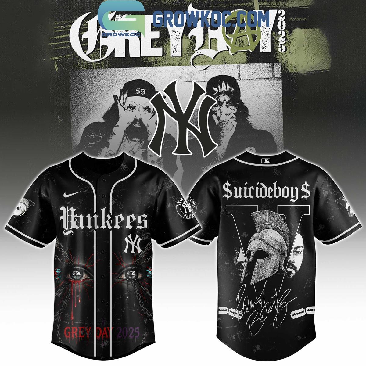 New York Yankees Mix Suicideboys Grey Day 2025 Baseball Jersey