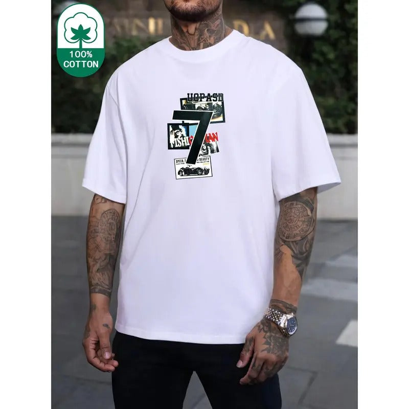 New classic American casual, cotton T-shirt, niche design printing, high-quality breathable material, soft and skin...