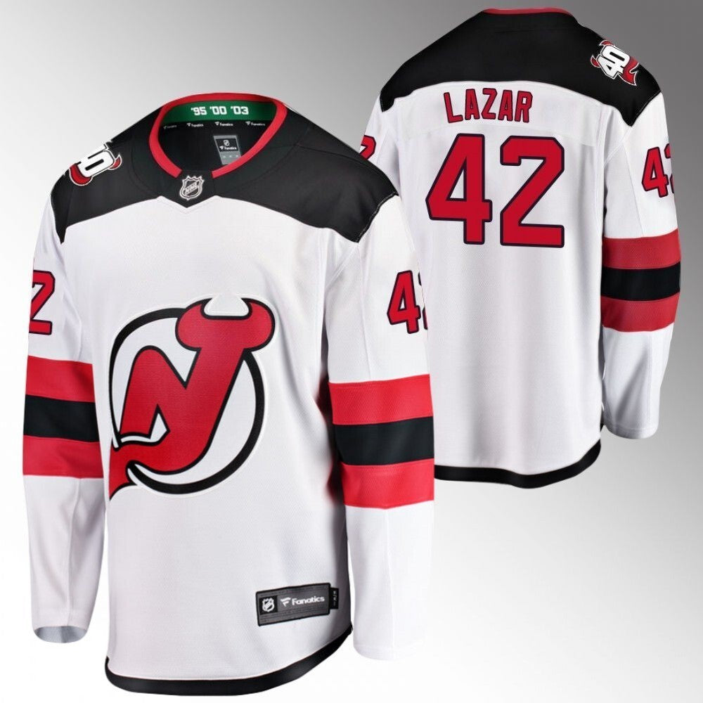 New Jersey Devils #42 Curtis Lazar White Away Jersey