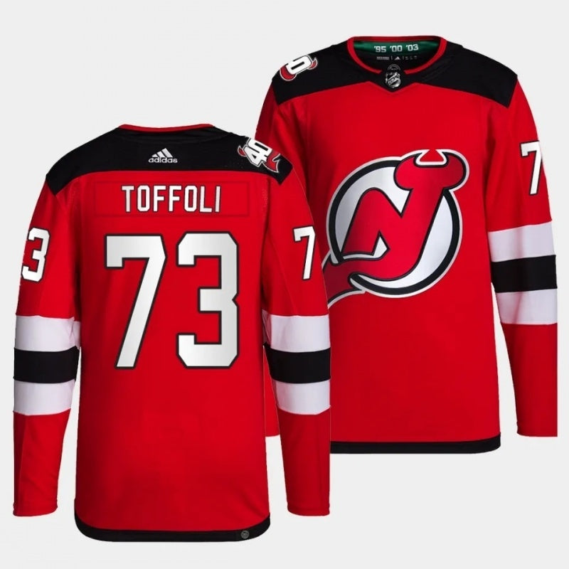 New Jersey Devils #73 tyler toffoli home primegreen authentic pro red jersey men's