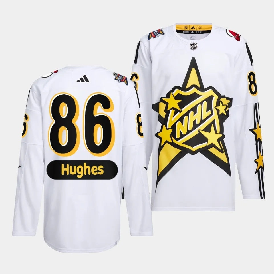 New Jersey Devils #86 Jack Hughes 2024 NHL All-Star White Jersey Style 1