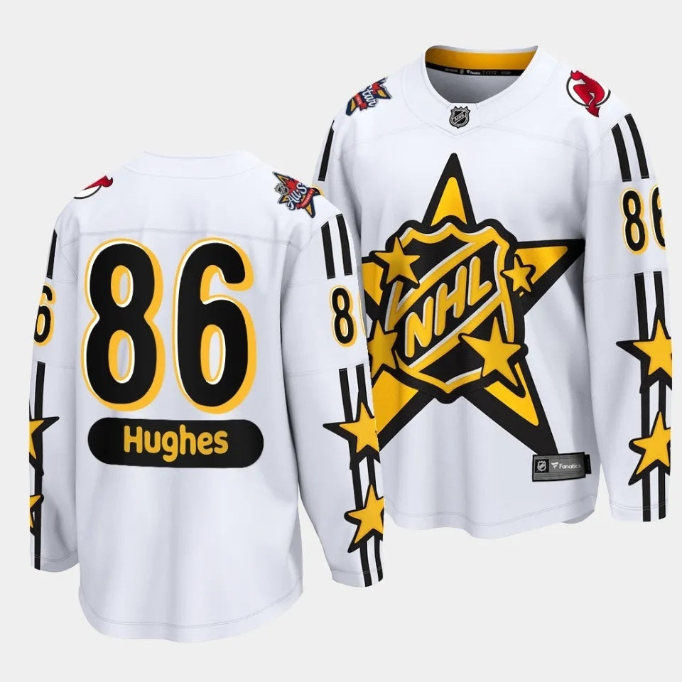 New Jersey Devils #86 Jack Hughes 2024 NHL All-Star White Jersey Style 2