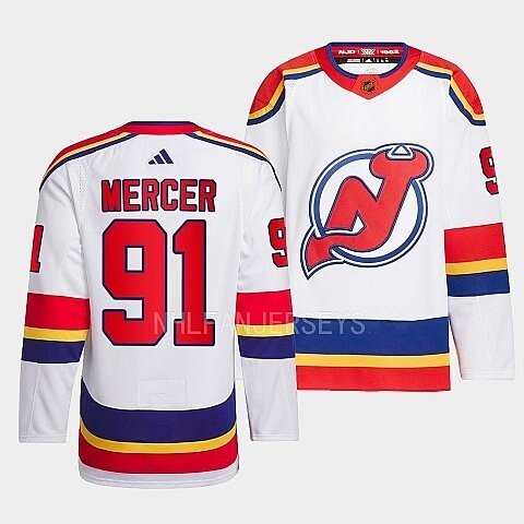 New Jersey Devils #91 dawson-mercer-white-2022reverse-retro-2.0-authentic-primegreen-jersey