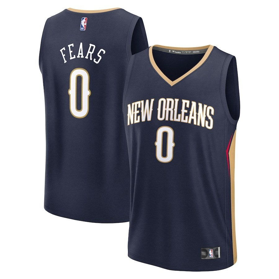 New Orleans Pelicans #0 Jeremiah Fears 2025 NBA Draft First Round Pick Fast Break Replica Jersey - Icon Edition - Navy